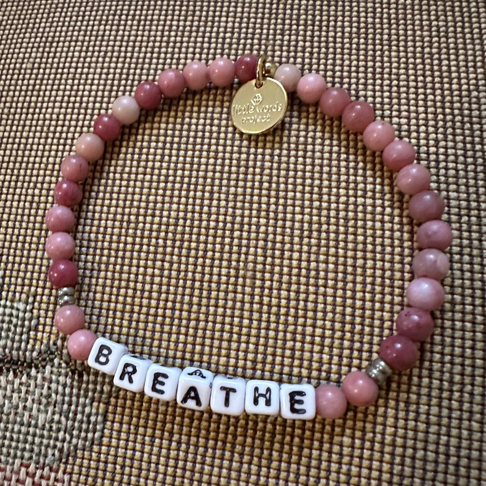 Little Words Project Bracelet - “Breathe” - Pink/Mauve Beads